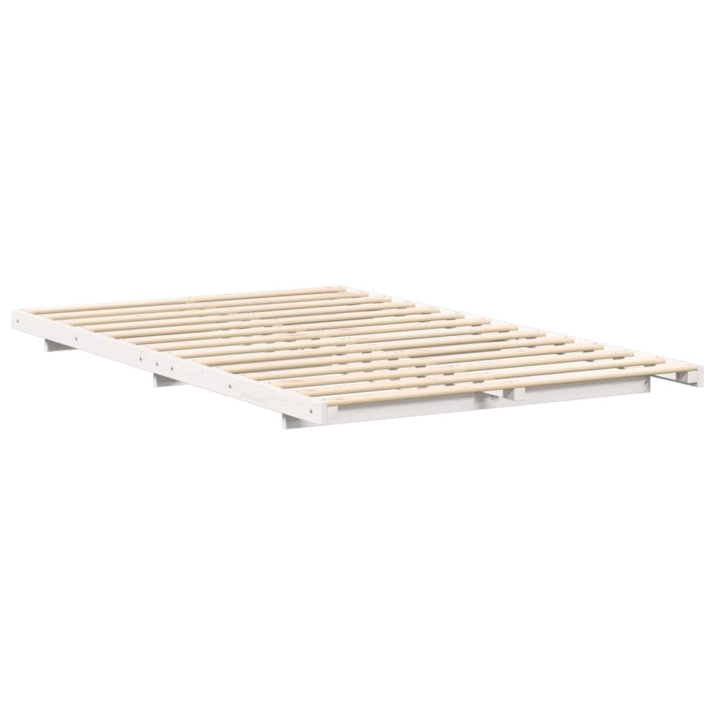 Bed Frame White 120 x 190 cm Solid Pine Wood