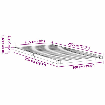 Bed Frame Wax Brown 100 x 200 cm Solid Pine Wood