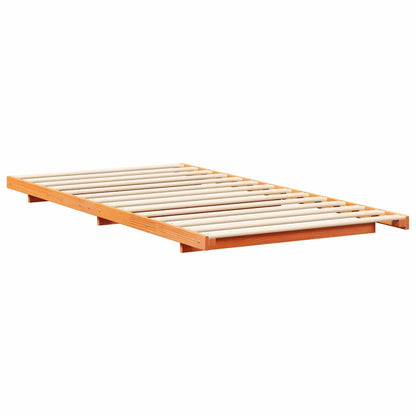 Floor Bed Frame Wax brown 90 x 200 cm Solid pine wood