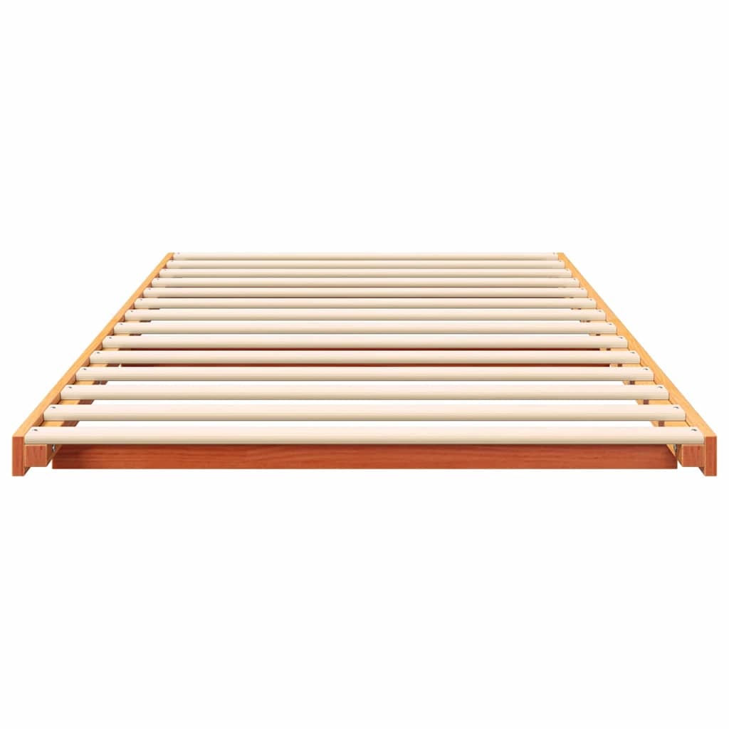 Floor Bed Frame Wax brown 90 x 200 cm Solid pine wood