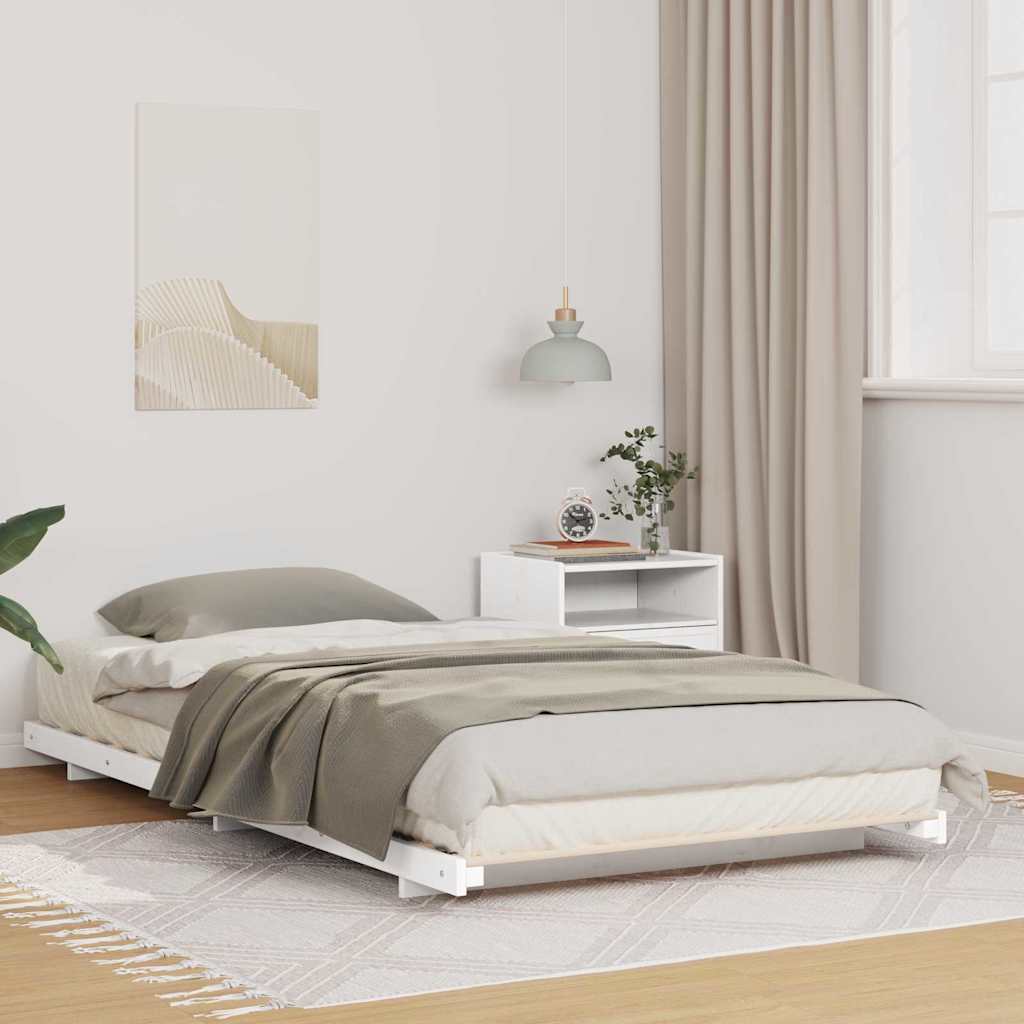 Bed Frame White 80 x 200 cm Solid Pine Wood