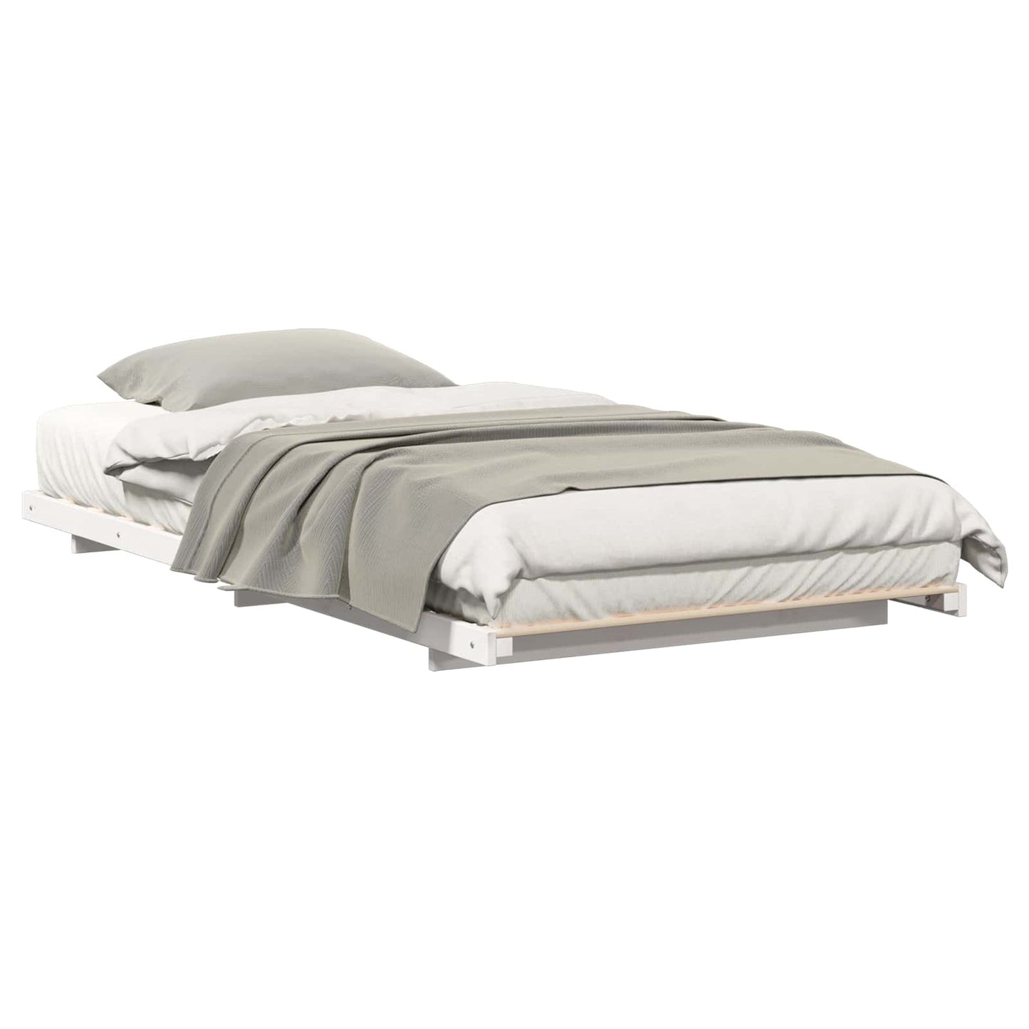 Bed Frame White 80 x 200 cm Solid Pine Wood