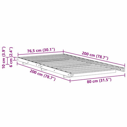 Bed Frame White 80 x 200 cm Solid Pine Wood
