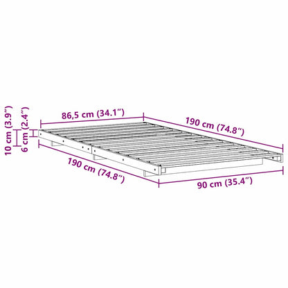 Bed Frame Wax Brown 90 x 190 cm Solid Pine Wood