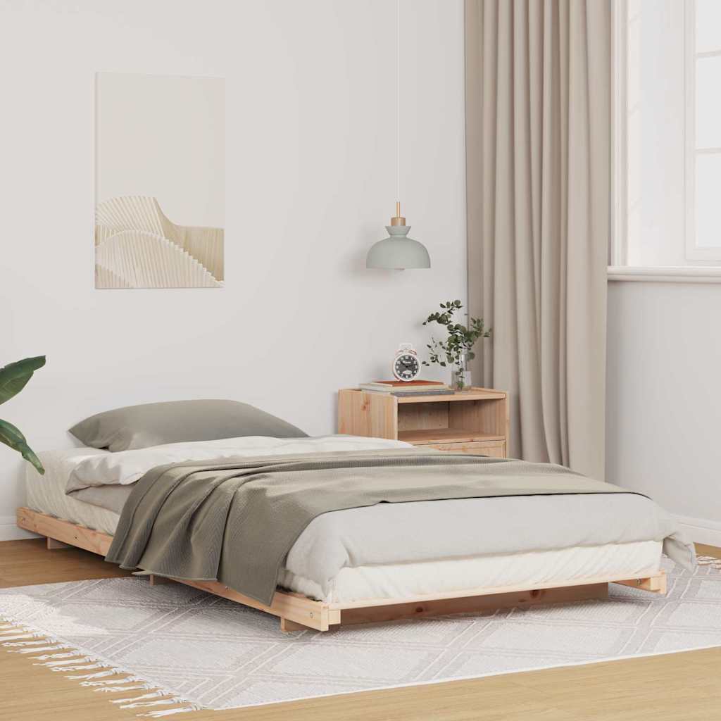 Bed Frame Brown 75 x 190 cm Solid Pine Wood