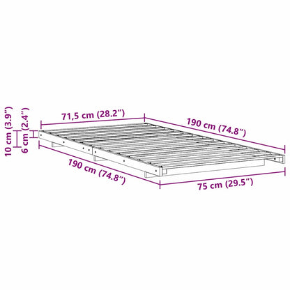 Bed Frame White 75 x 190 cm Solid Pine Wood