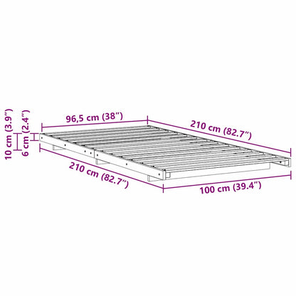 Bed Frame Brown 100 x 210 cm Solid Pine Wood