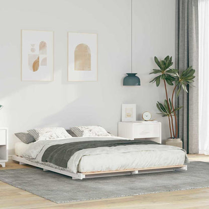 Bed Frame White 140 x 210 cm Solid Pine Wood