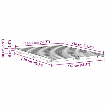 Bed Frame White 140 x 210 cm Solid Pine Wood