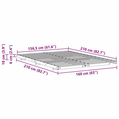 Bed Frame White 160 x 210 cm Solid Pine Wood