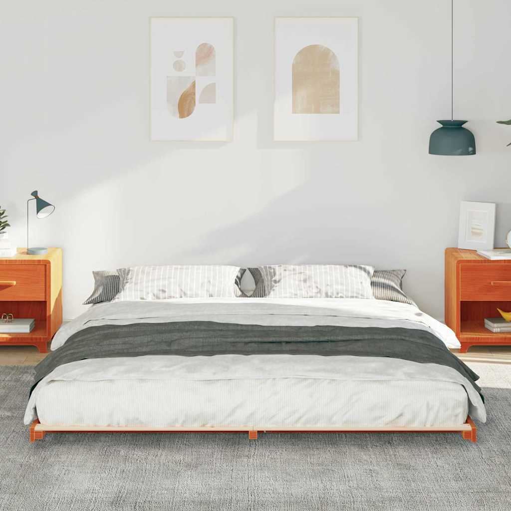 Bed Frame Wax Brown 180 x 210 cm Solid Pine Wood