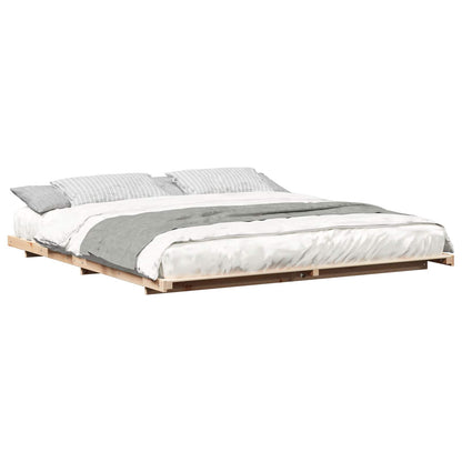 Floor Bed Frame Brown 200 x 210 cm Solid pine wood