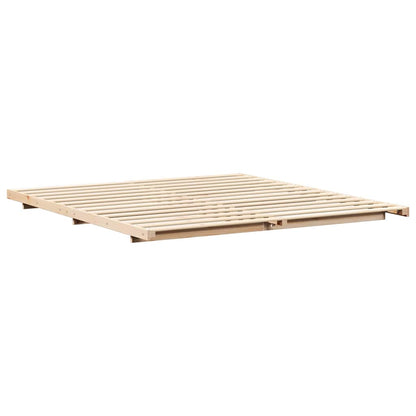 Floor Bed Frame Brown 200 x 210 cm Solid pine wood