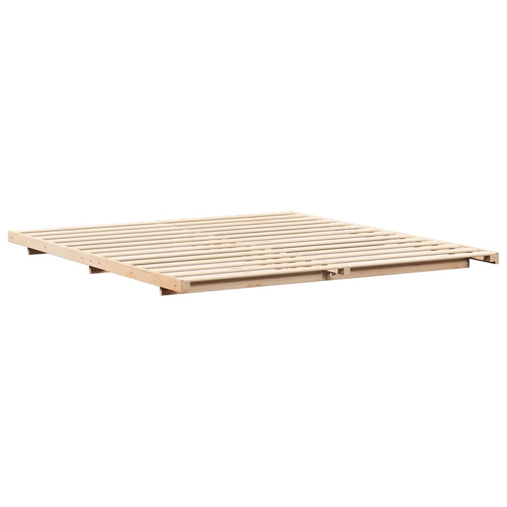 Floor Bed Frame Brown 200 x 210 cm Solid pine wood
