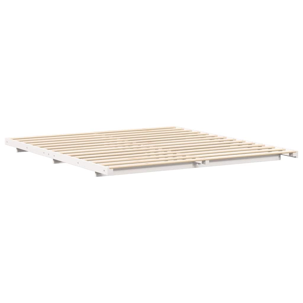 Bed Frame White 200 x 210 cm Solid Pine Wood