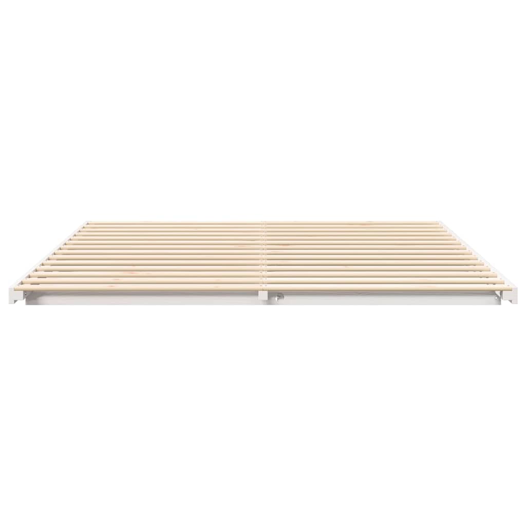 Bed Frame White 200 x 210 cm Solid Pine Wood