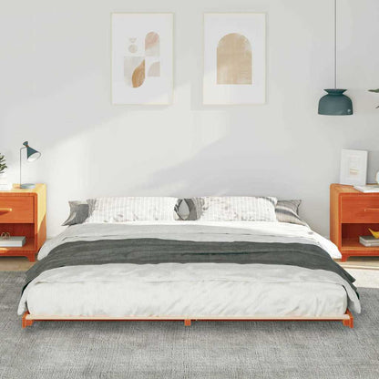Bed Frame Wax Brown 200 x 210 cm Solid Pine Wood