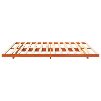 Bed Frame Wax Brown 200 x 210 cm Solid Pine Wood
