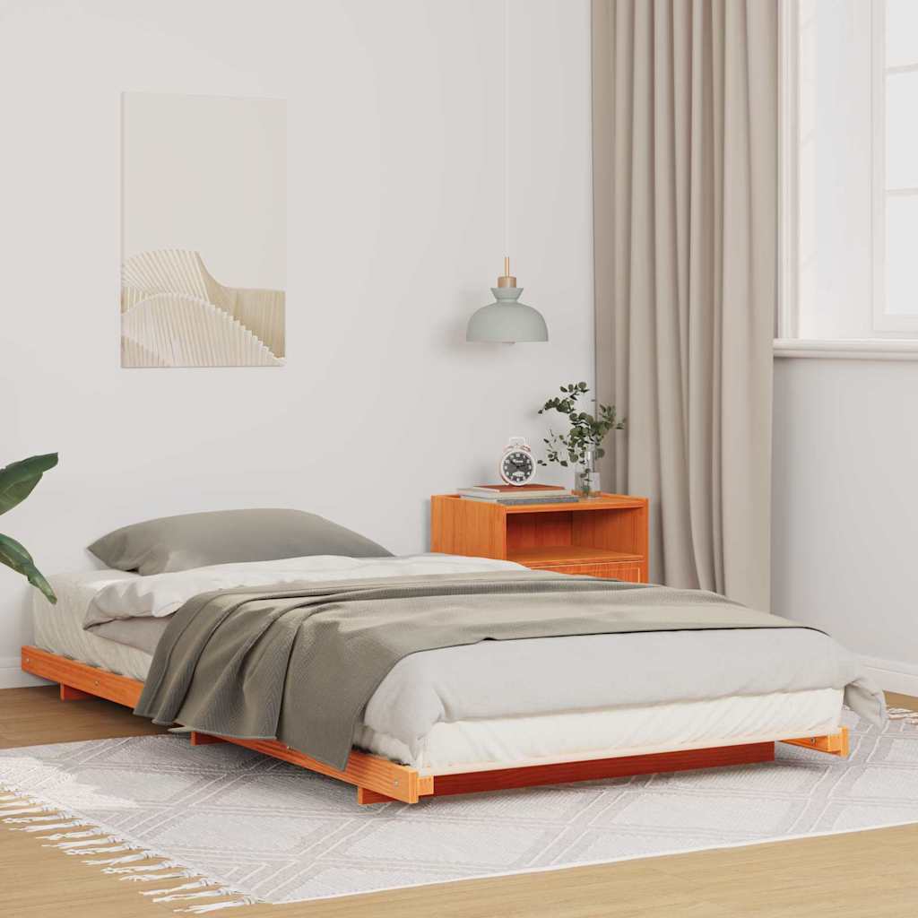 Bed Frame Wax Brown 80 x 220 cm Solid Pine Wood
