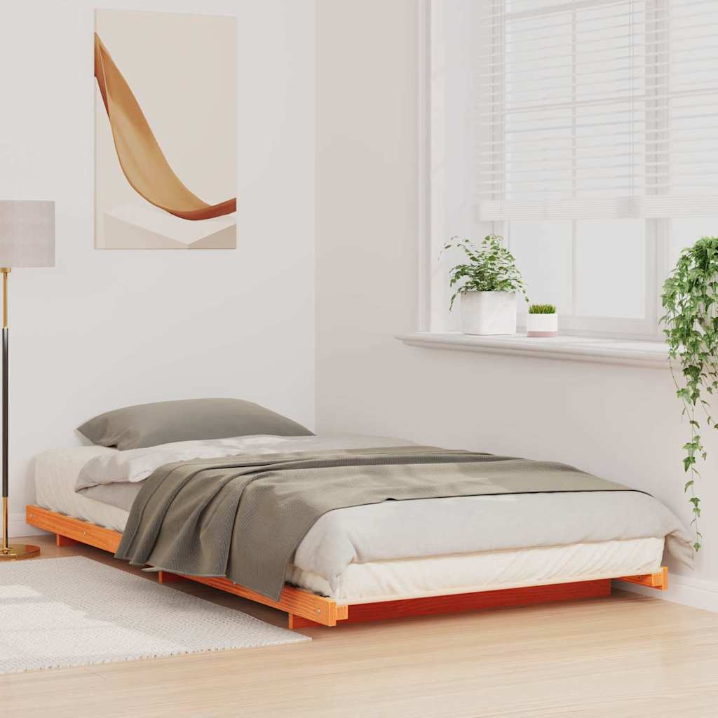 Bed Frame Wax Brown 80 x 220 cm Solid Pine Wood