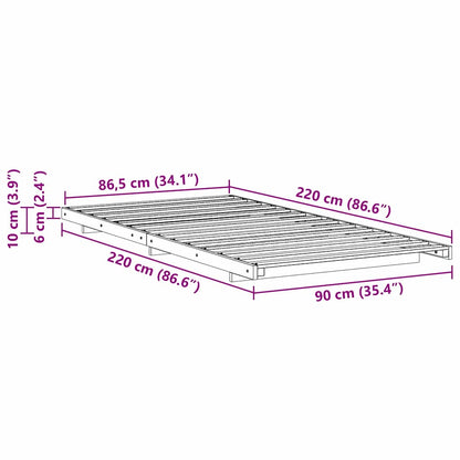 Bed Frame Wax Brown 90 x 220 cm Solid Pine Wood