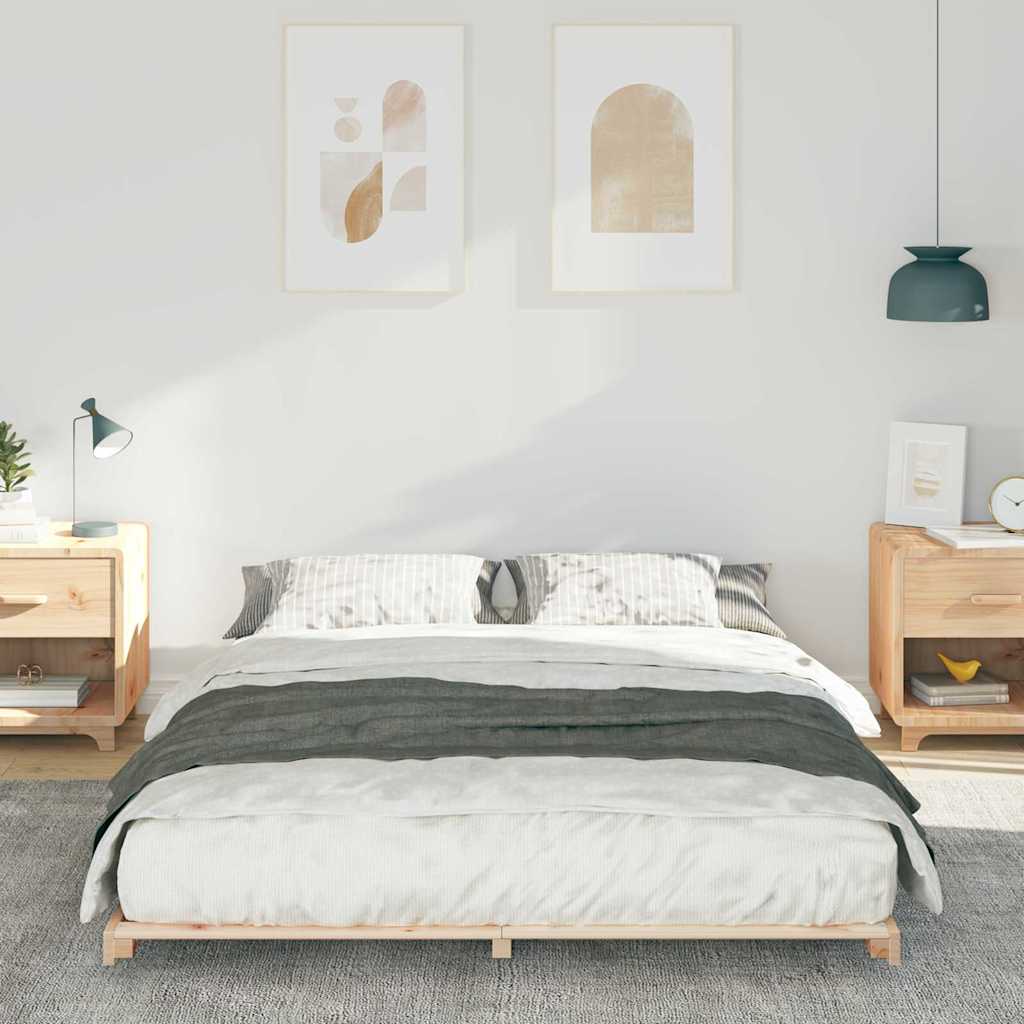Bed Frame Brown 160 x 220 cm Solid Pine Wood