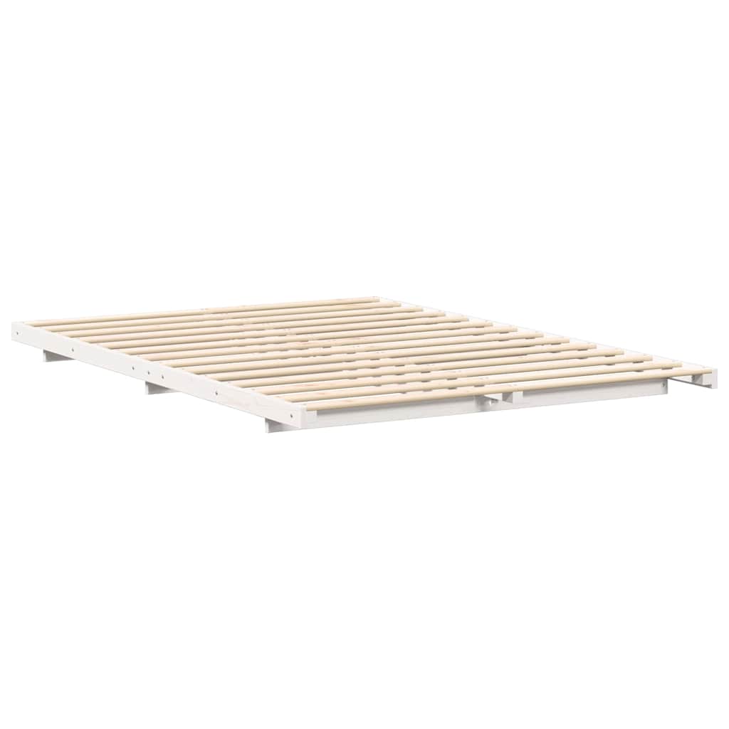 Bed Frame White 160 x 220 cm Solid Pine Wood