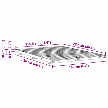 Bed Frame White 160 x 220 cm Solid Pine Wood