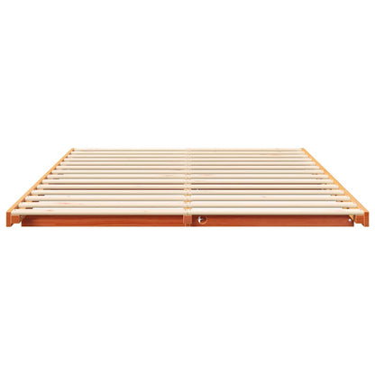 Floor Bed Frame Wax brown 160 x 220 cm Solid pine wood