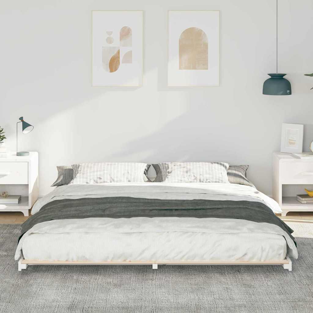 Bed Frame White 180 x 220 cm Solid Pine Wood