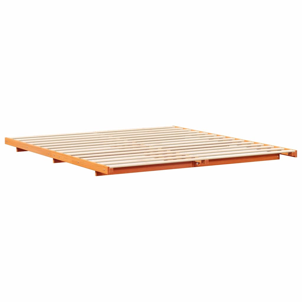 Bed Frame Wax Brown 180 x 220 cm Solid Pine Wood