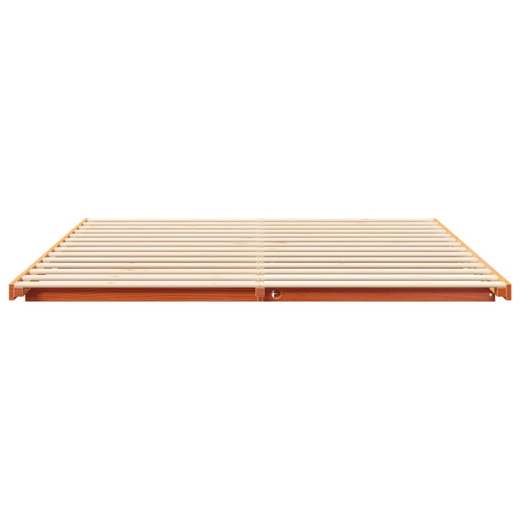 Bed Frame Wax Brown 180 x 220 cm Solid Pine Wood
