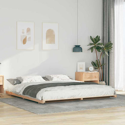 Bed Frame Brown 200 x 220 cm Solid Pine Wood