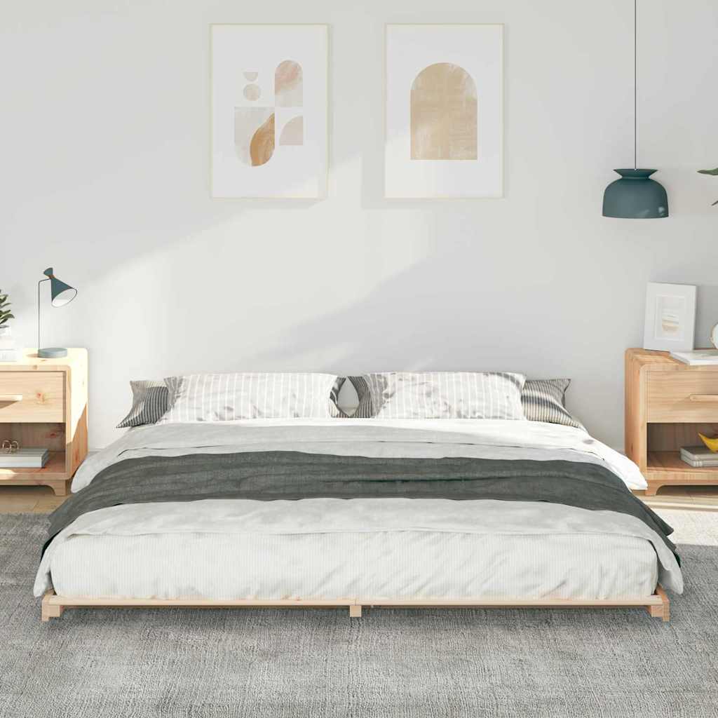Bed Frame Brown 200 x 220 cm Solid Pine Wood