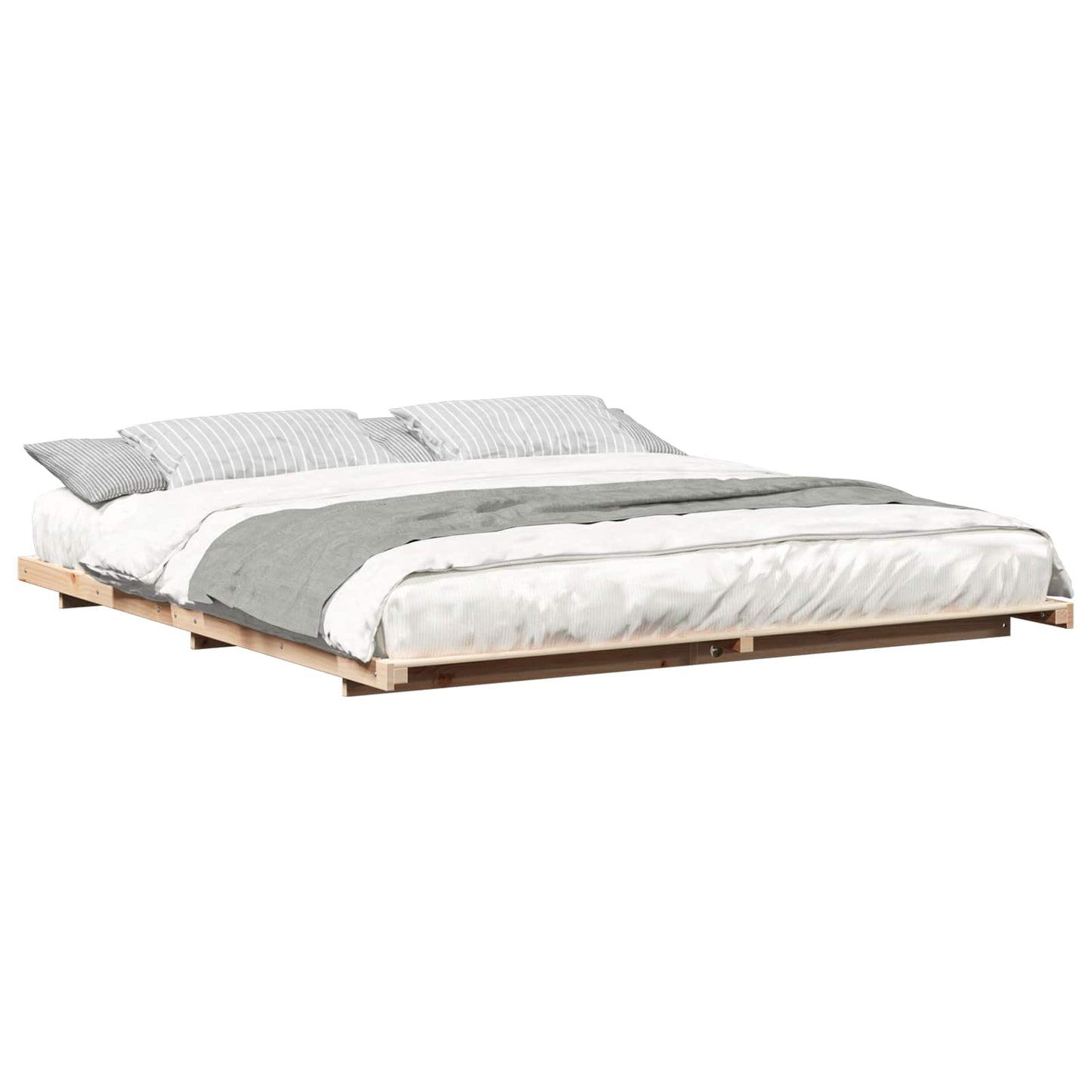 Bed Frame Brown 200 x 220 cm Solid Pine Wood