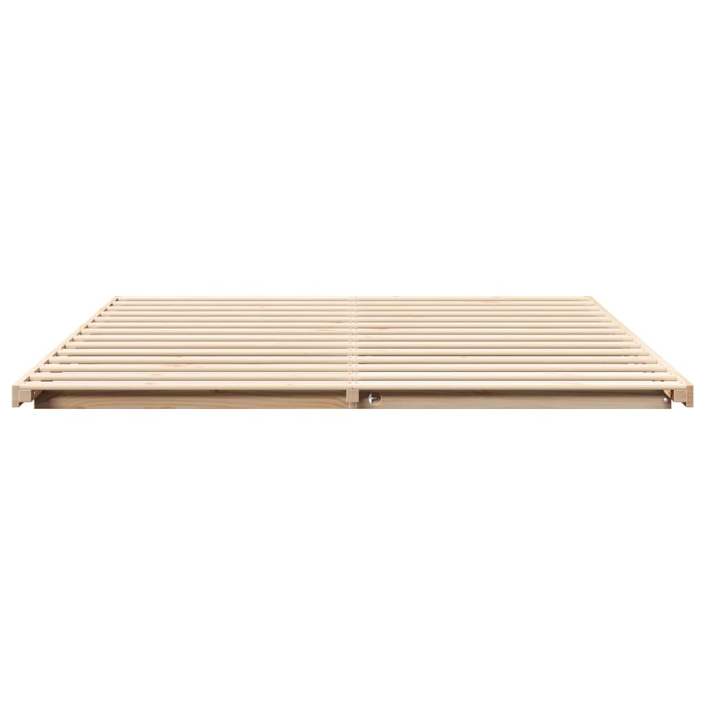 Bed Frame Brown 200 x 220 cm Solid Pine Wood