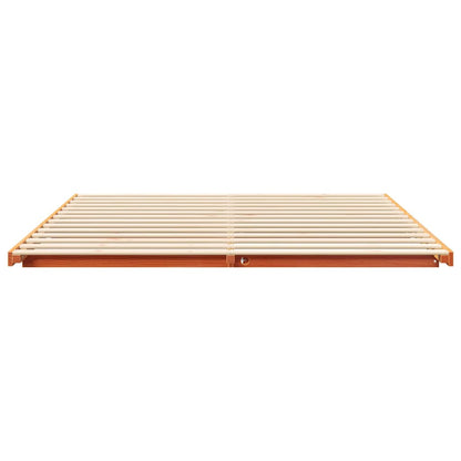 Bed Frame Wax Brown 200 x 220 cm Solid Pine Wood