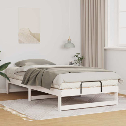 Bed Frame White 100 x 200 cm Solid Pine Wood