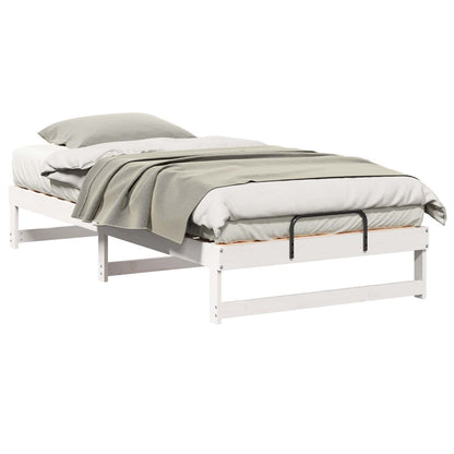 Bed Frame White 100 x 200 cm Solid Pine Wood