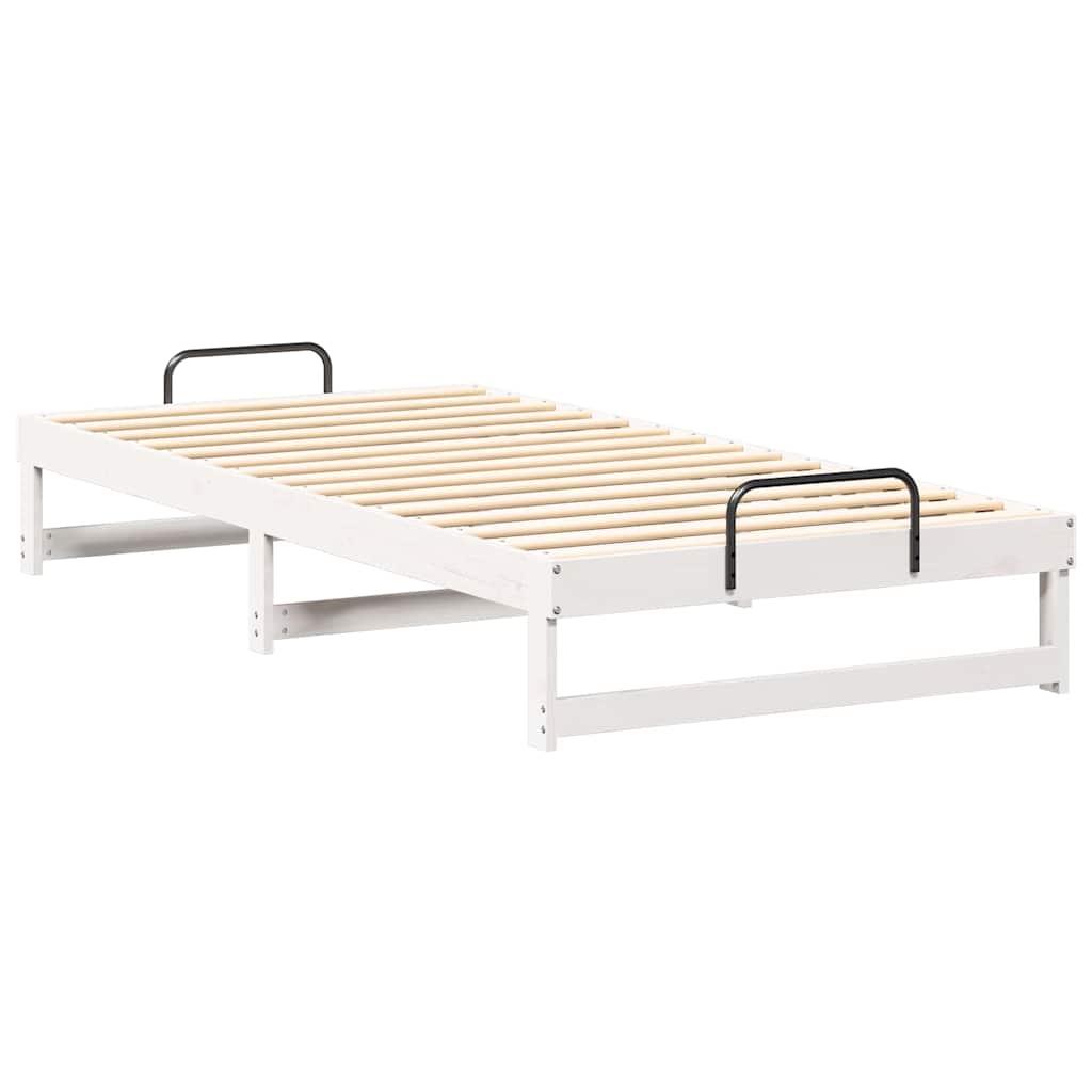 Bed Frame White 100 x 200 cm Solid Pine Wood