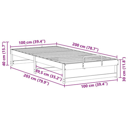 Bed Frame Brown 100 x 200 cm Solid Pine Wood