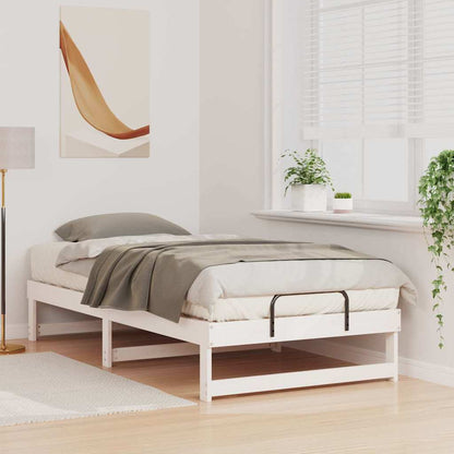 Bed Frame White 90 x 200 cm Solid Pine Wood