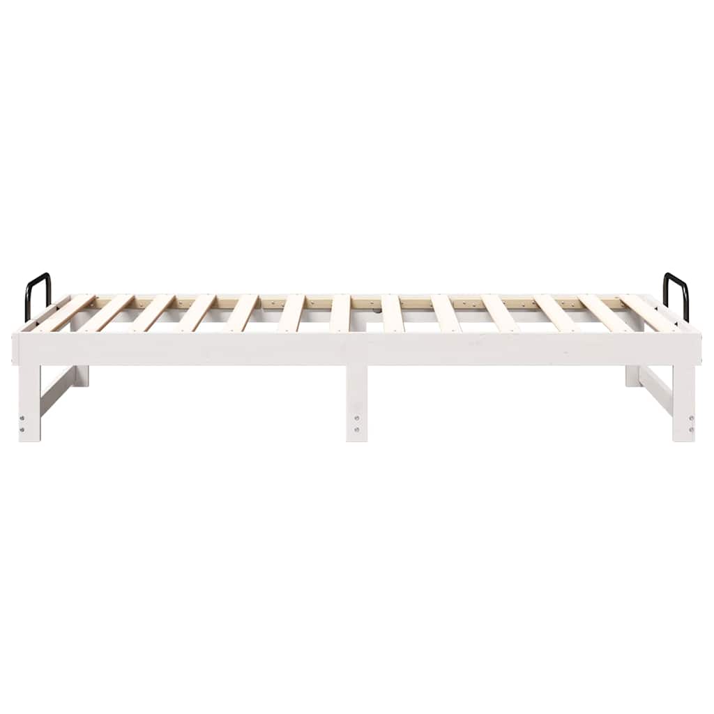 Bed Frame White 90 x 200 cm Solid Pine Wood