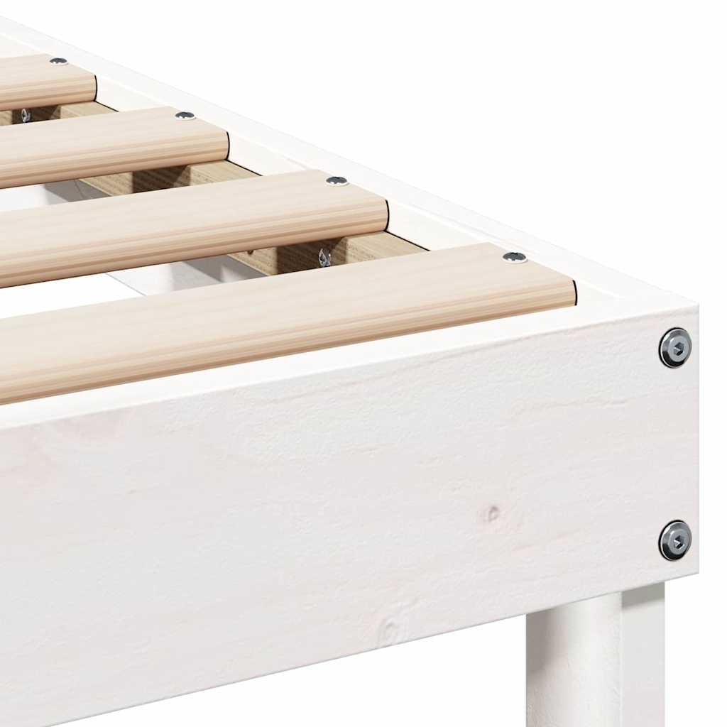 Bed Frame White 80 x 200 cm Solid Pine Wood