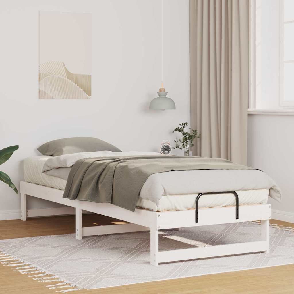 Bed Frame White 80 x 200 cm Solid Pine Wood