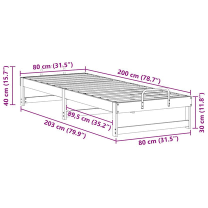 Bed Frame White 80 x 200 cm Solid Pine Wood