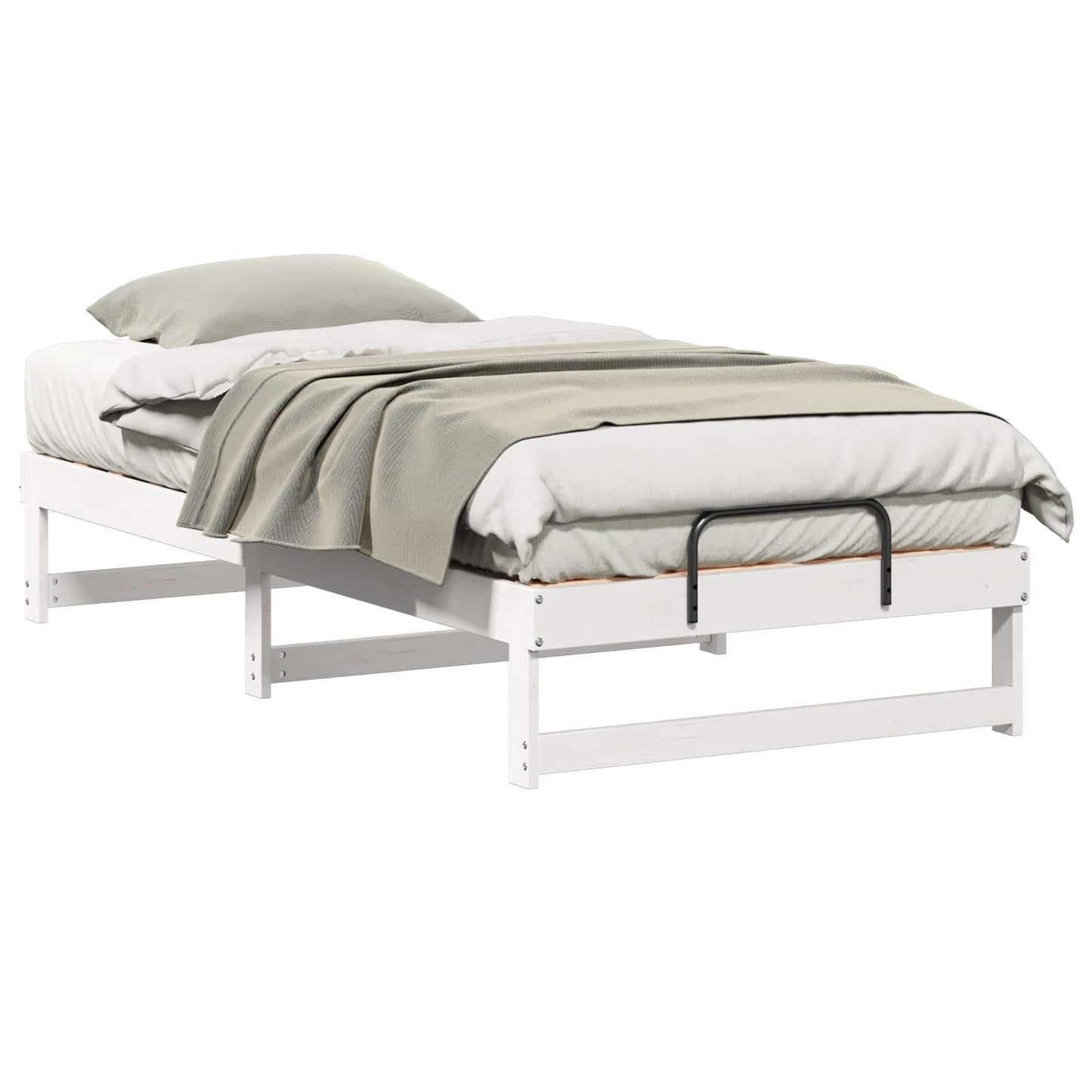 Bed Frame White 75 x 190 cm Solid Pine Wood