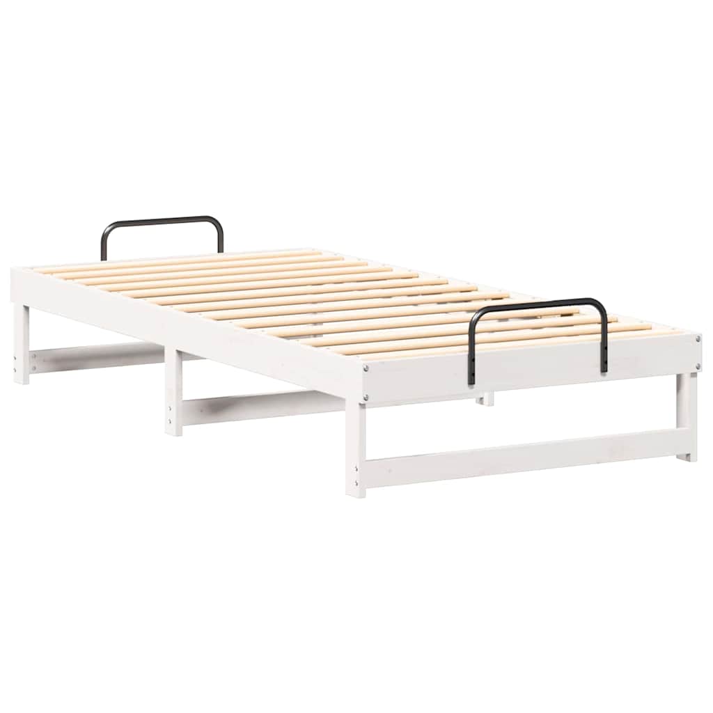 Bed Frame White 75 x 190 cm Solid Pine Wood