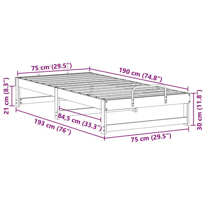 Bed Frame White 75 x 190 cm Solid Pine Wood