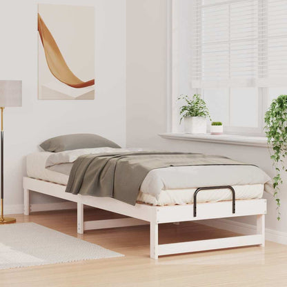 Bed Frame White 90 x 210 cm Solid Pine Wood